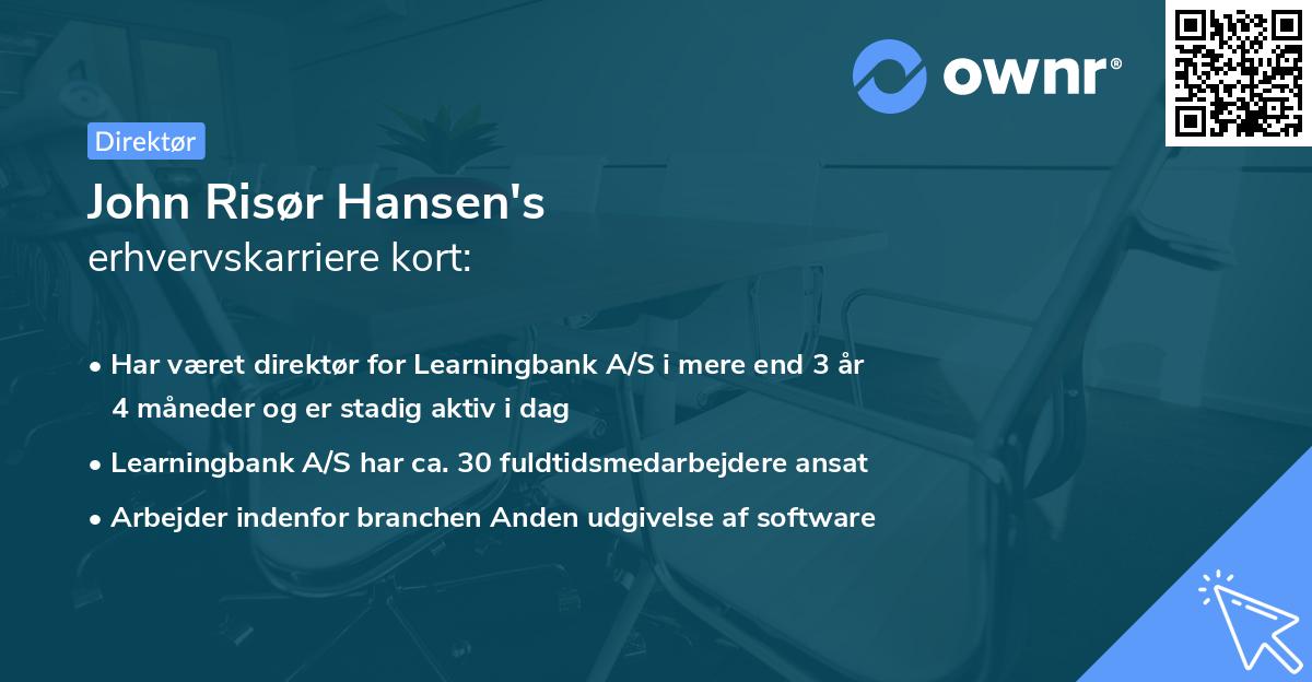 John Risør Hansen's erhvervskarriere kort