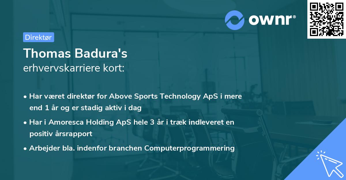 Thomas Badura's erhvervskarriere kort
