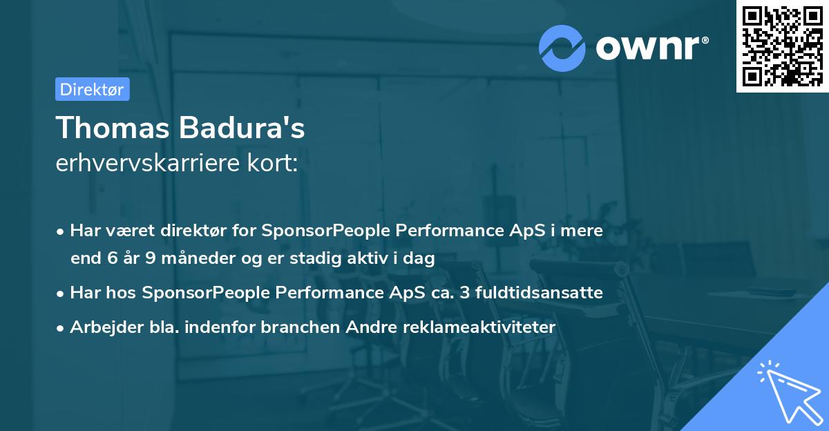 Thomas Badura's erhvervskarriere kort