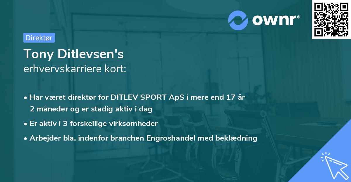 Tony Ditlevsen's erhvervskarriere kort