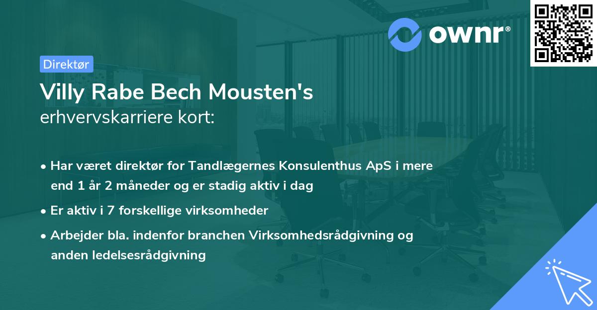 Villy Rabe Bech Mousten's erhvervskarriere kort