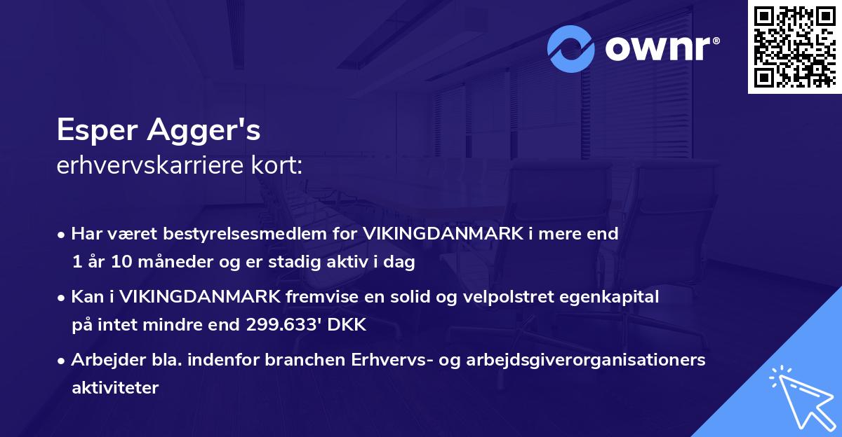 Esper Agger's erhvervskarriere kort