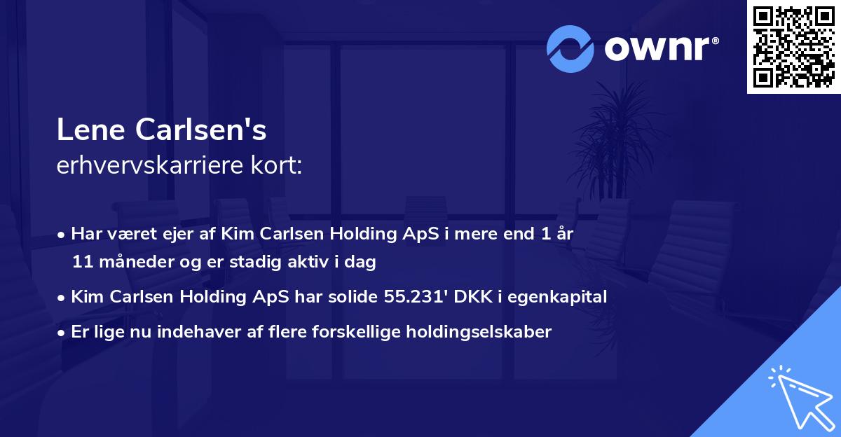 Lene Carlsen's erhvervskarriere kort