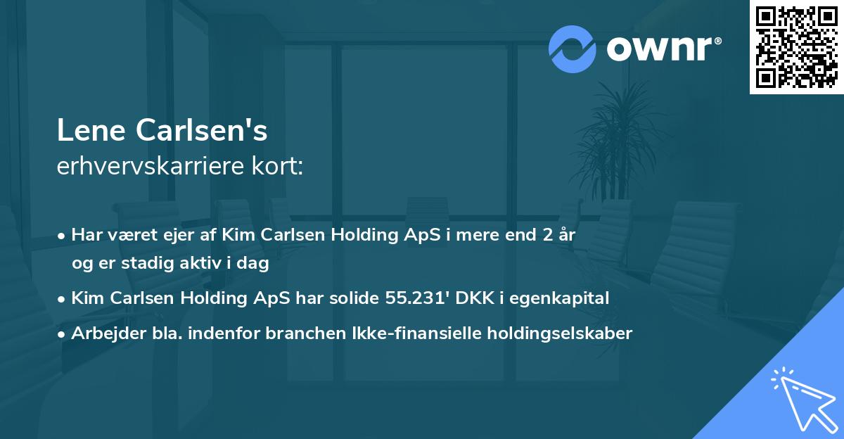 Lene Carlsen's erhvervskarriere kort