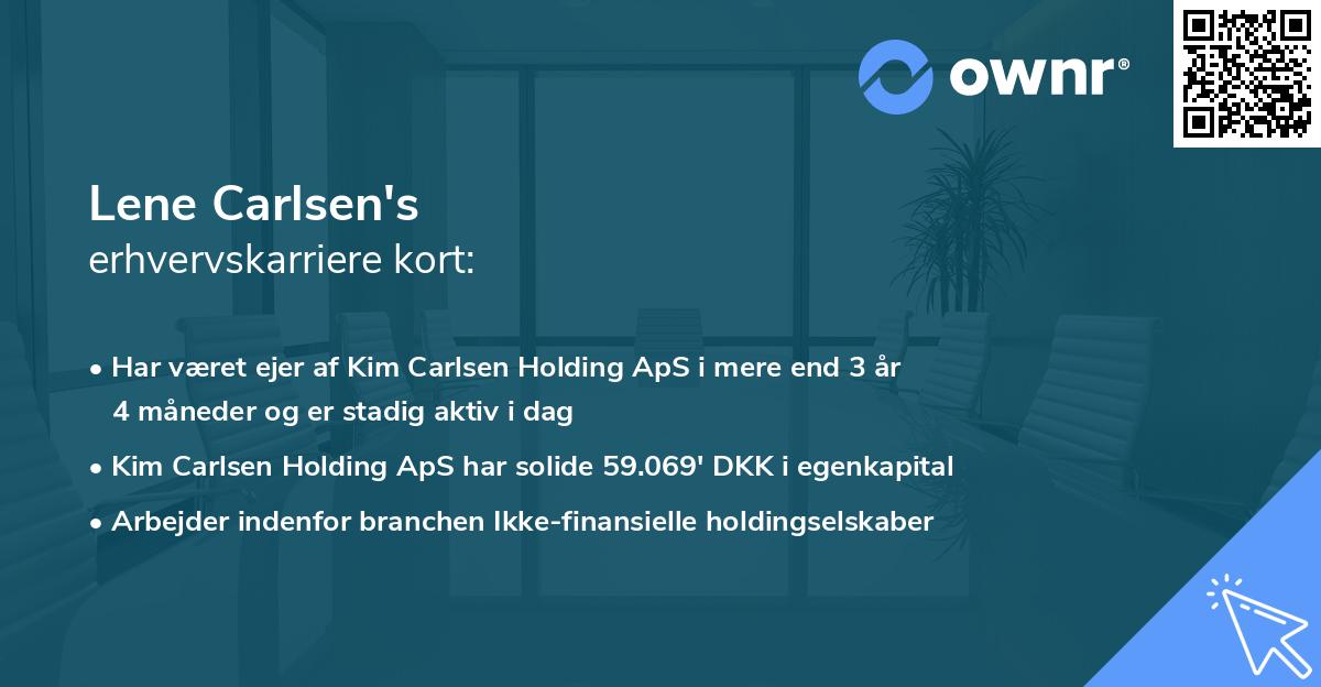 Lene Carlsen's erhvervskarriere kort