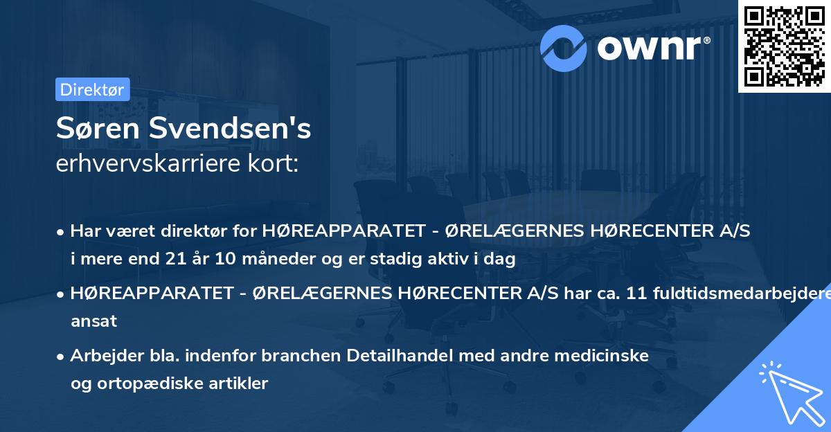 Søren Svendsen's erhvervskarriere kort