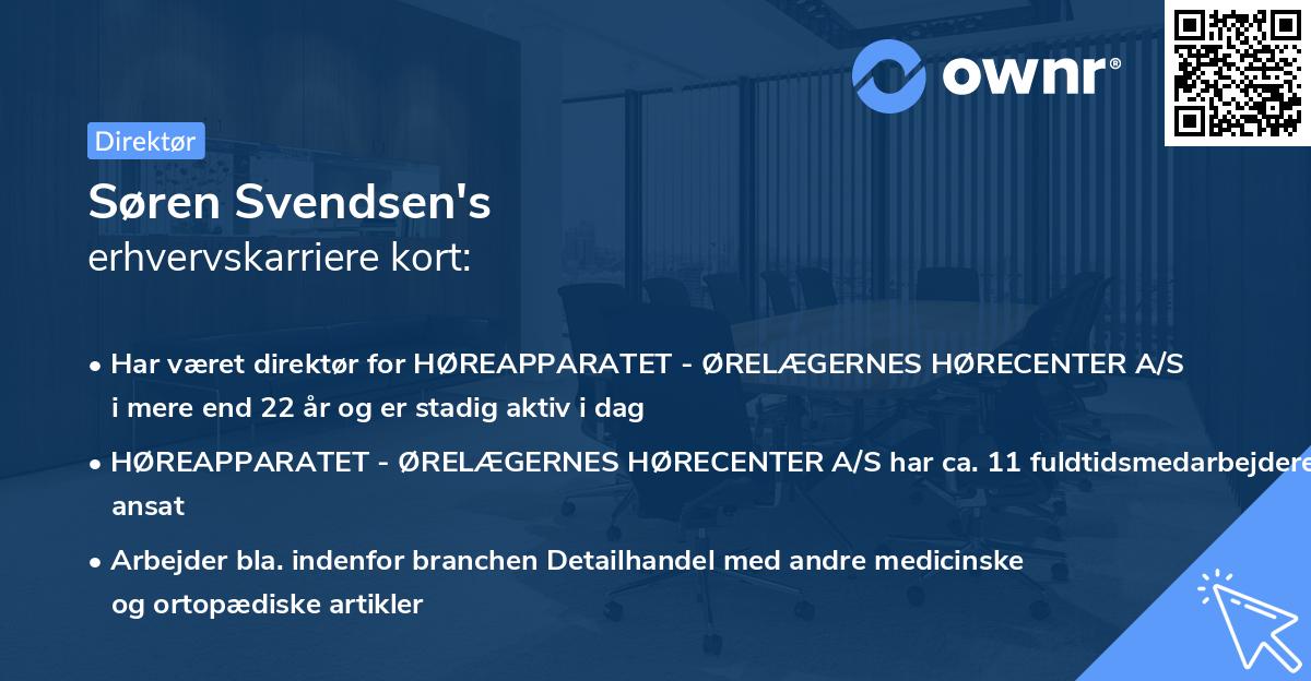 Søren Svendsen's erhvervskarriere kort