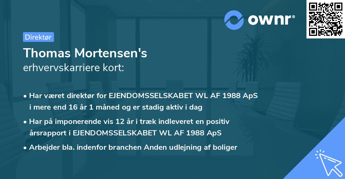 Thomas Mortensen's erhvervskarriere kort