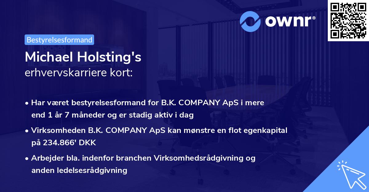 Michael Holsting's erhvervskarriere kort