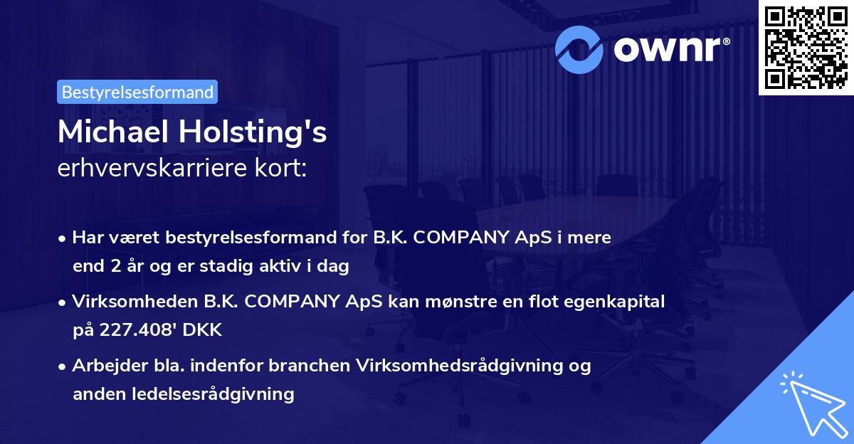 Michael Holsting's erhvervskarriere kort