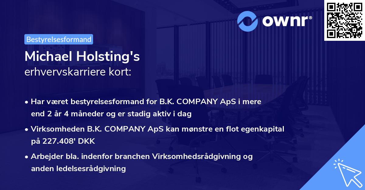 Michael Holsting's erhvervskarriere kort