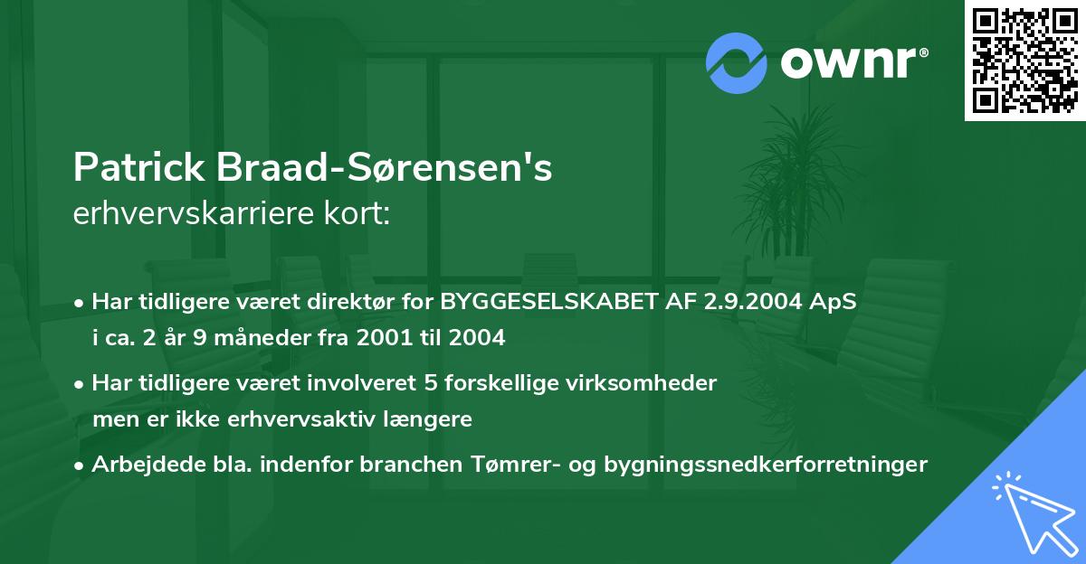 Patrick Braad-Sørensen's erhvervskarriere kort