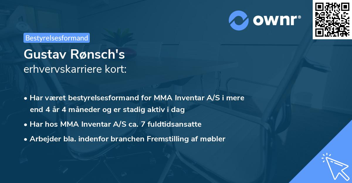 Gustav Rønsch's erhvervskarriere kort