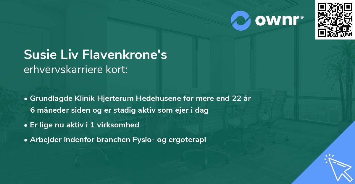 Susie Liv Flavenkrone's erhvervskarriere kort