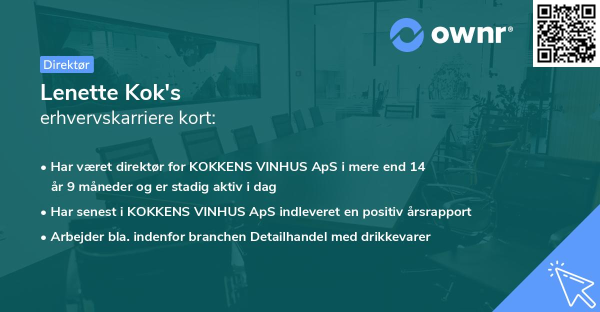 Lenette Kok's erhvervskarriere kort