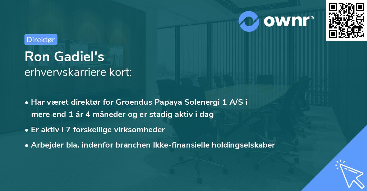 Ron Gadiel's erhvervskarriere kort