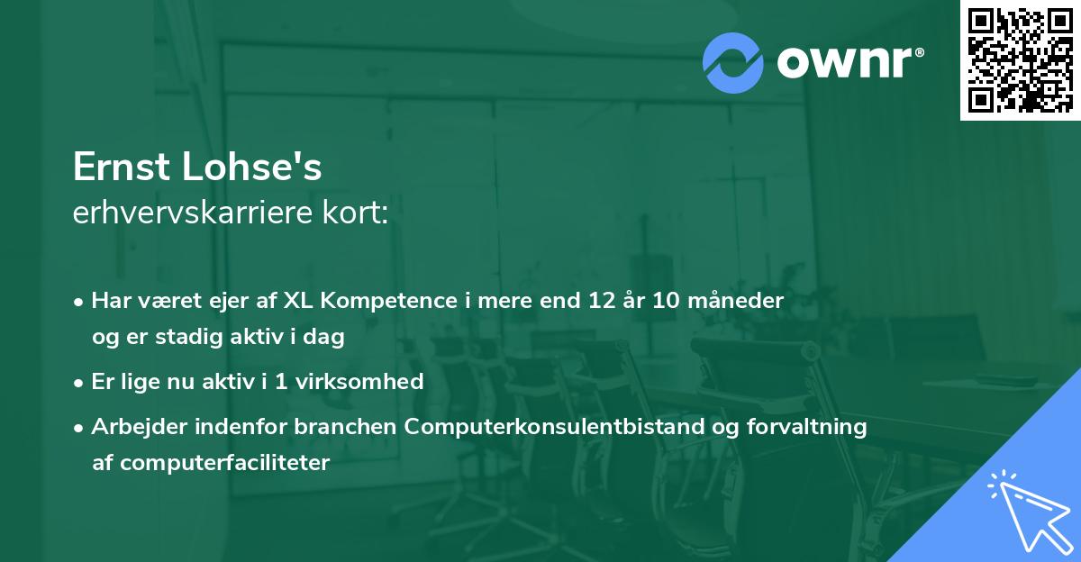 Ernst Lohse's erhvervskarriere kort