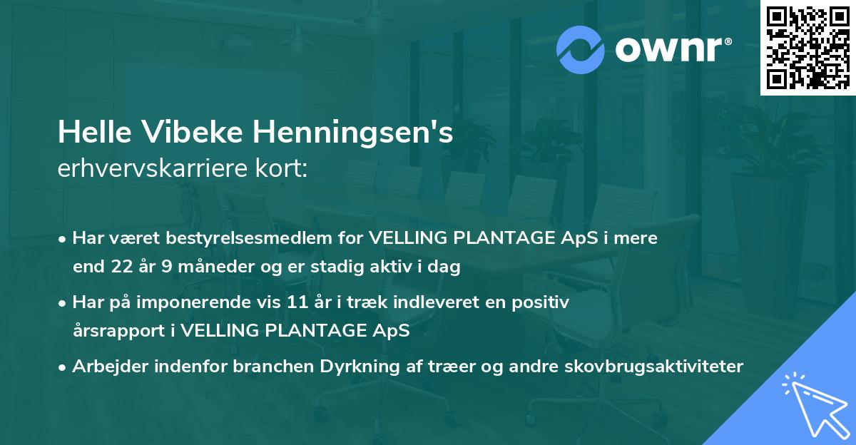 Helle Vibeke Henningsen's erhvervskarriere kort