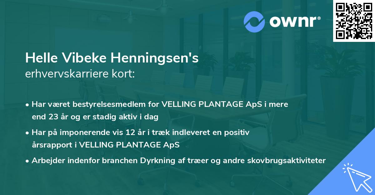 Helle Vibeke Henningsen's erhvervskarriere kort