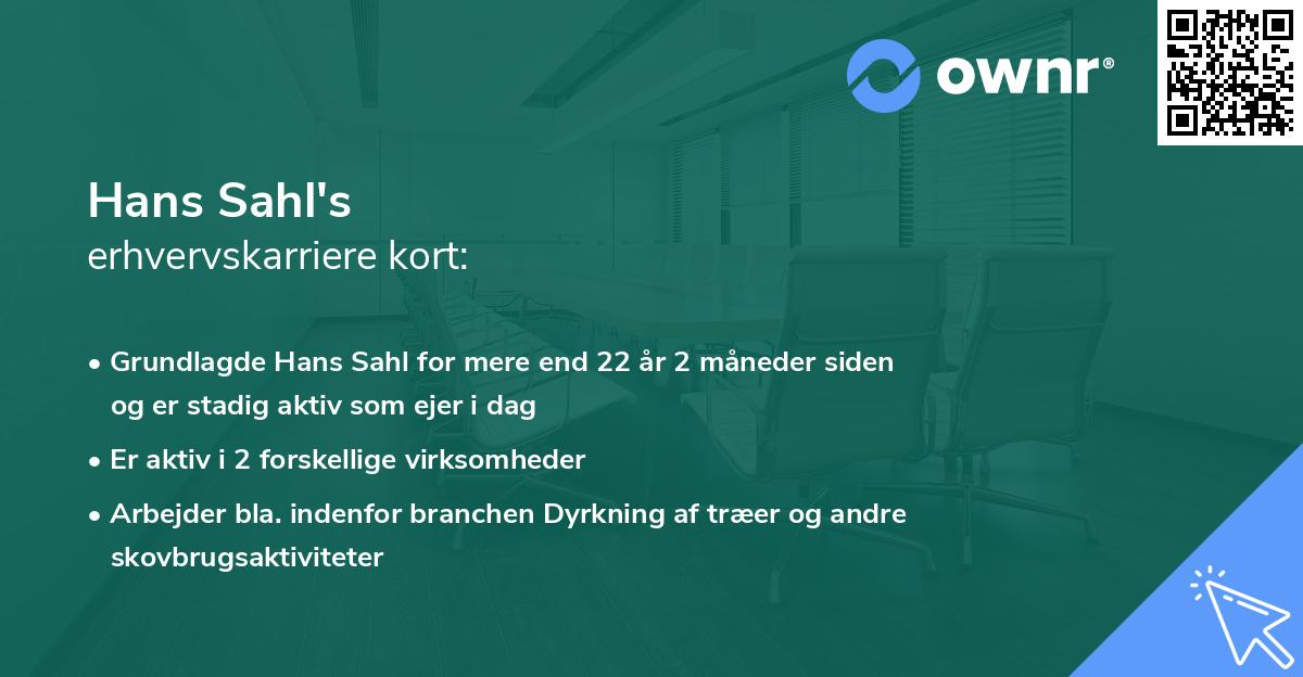 Hans Sahl's erhvervskarriere kort