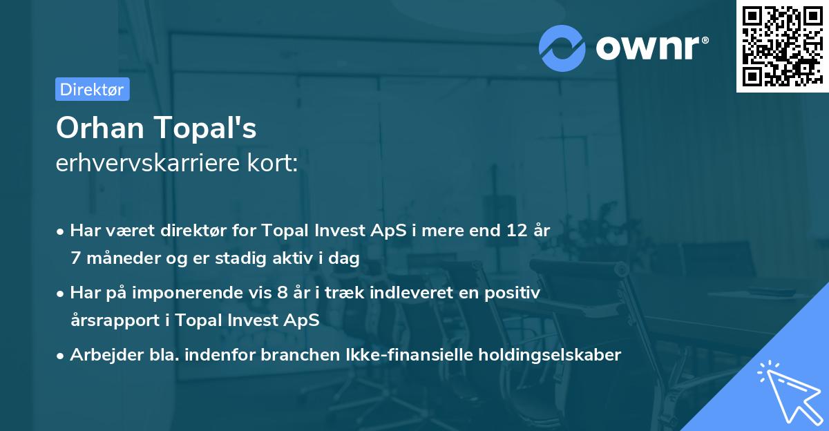 Orhan Topal's erhvervskarriere kort