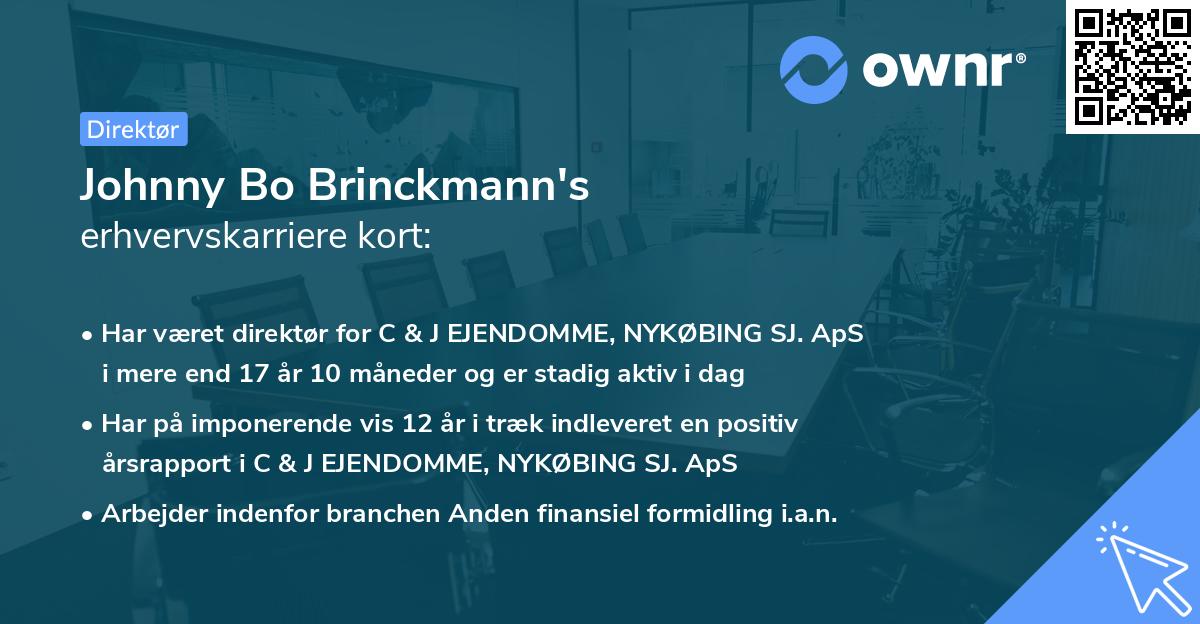 Johnny Bo Brinckmann's erhvervskarriere kort