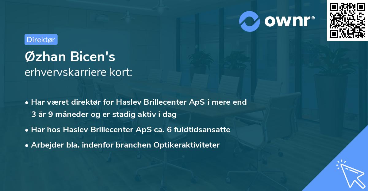 Øzhan Bicen's erhvervskarriere kort