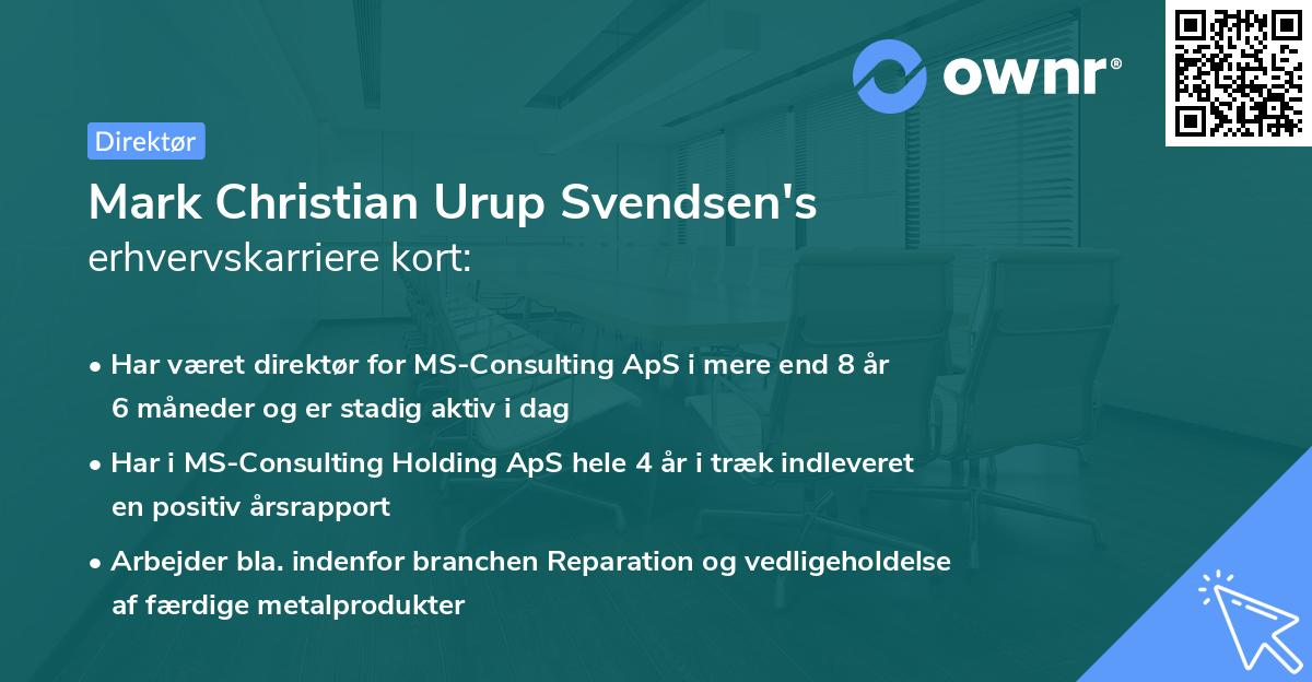 Mark Christian Urup Svendsen's erhvervskarriere kort