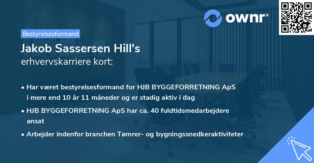 Jakob Sassersen Hill's erhvervskarriere kort