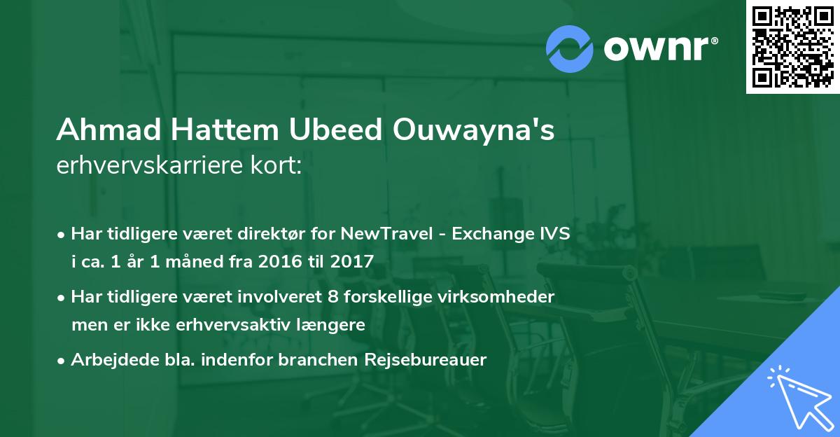 Ahmad Hattem Ubeed Ouwayna's erhvervskarriere kort