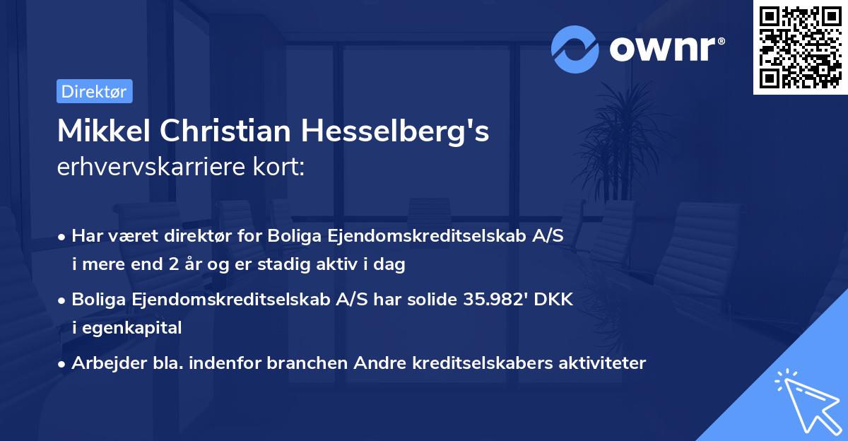 Mikkel Christian Hesselberg's erhvervskarriere kort