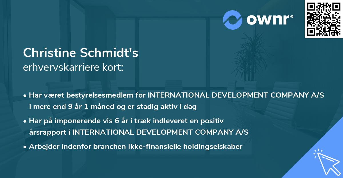 Christine Schmidt's erhvervskarriere kort
