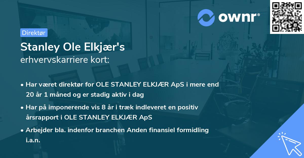 Stanley Ole Elkjær's erhvervskarriere kort