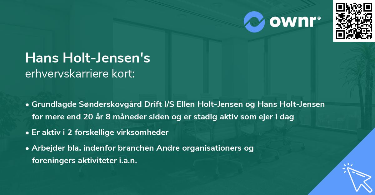 Hans Holt-Jensen's erhvervskarriere kort