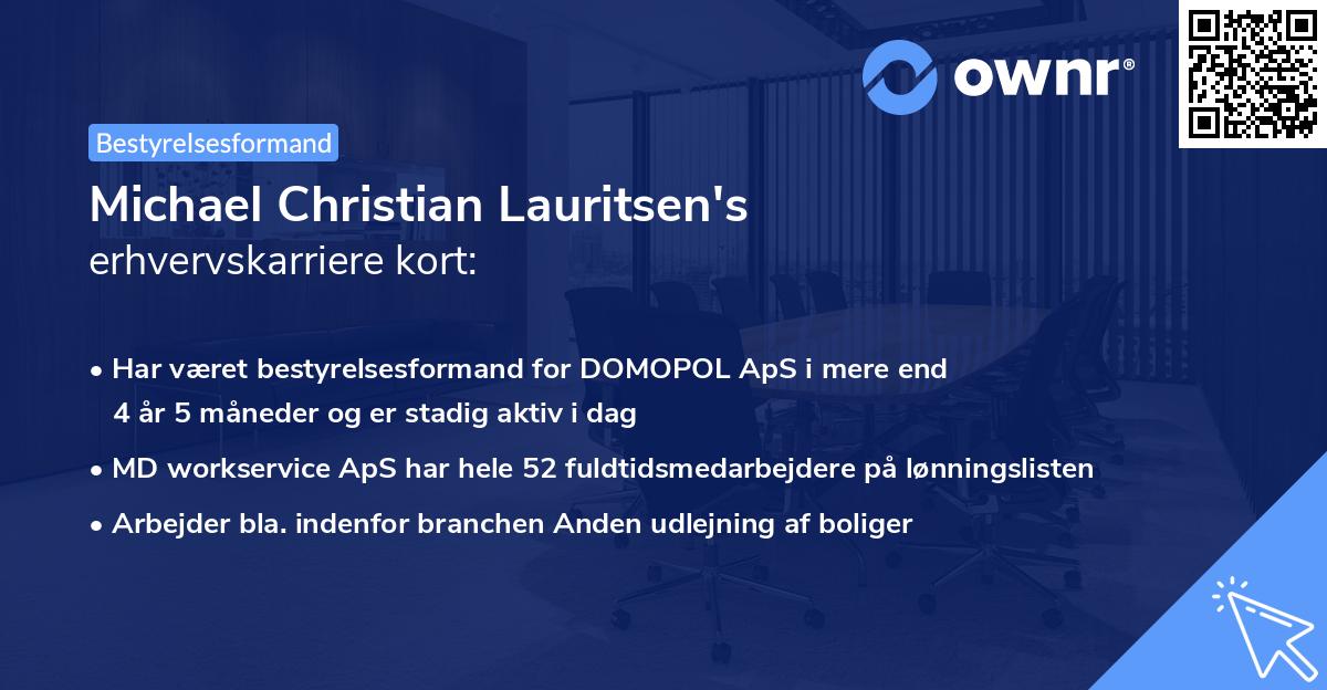 Michael Christian Lauritsen's erhvervskarriere kort