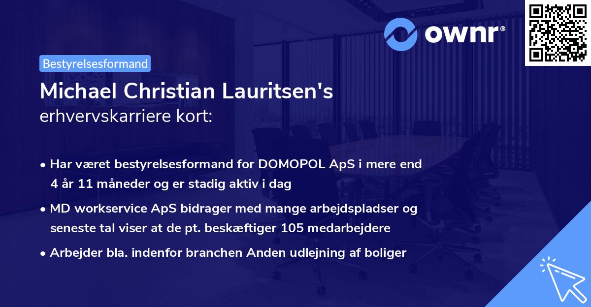 Michael Christian Lauritsen's erhvervskarriere kort