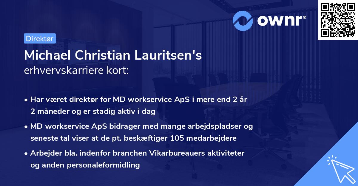 Michael Christian Lauritsen's erhvervskarriere kort
