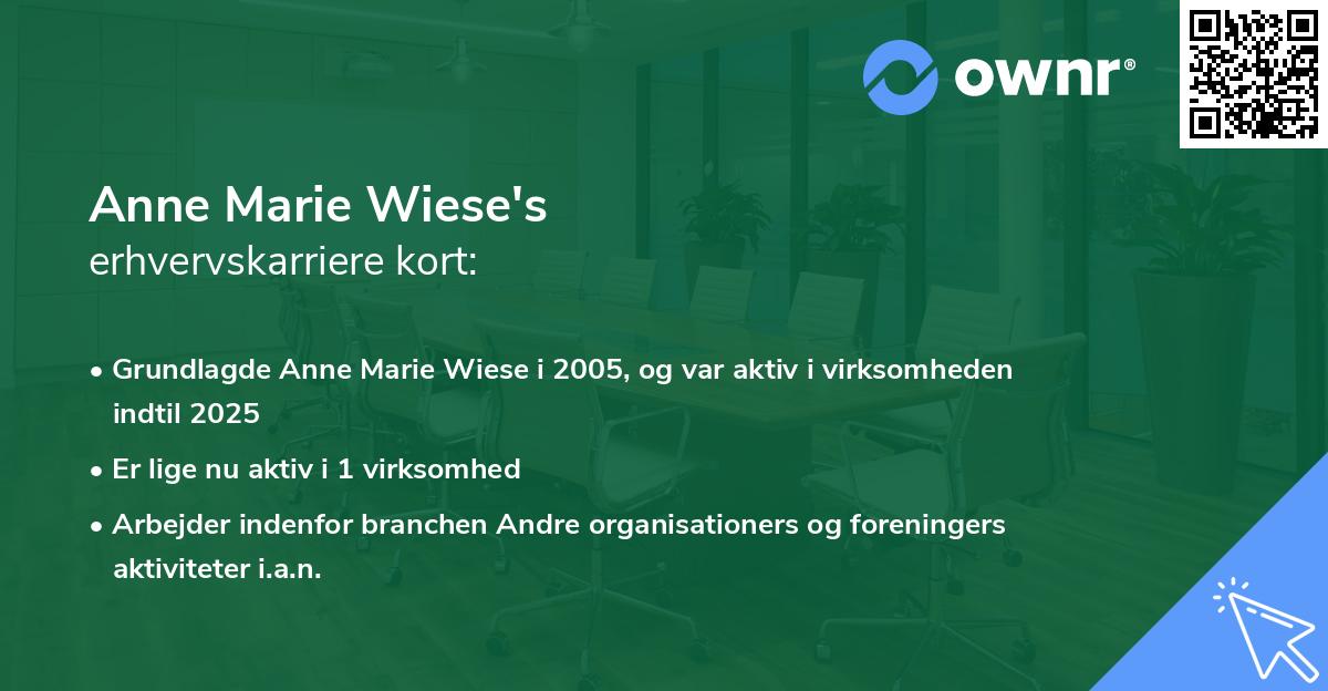 Anne Marie Wiese's erhvervskarriere kort