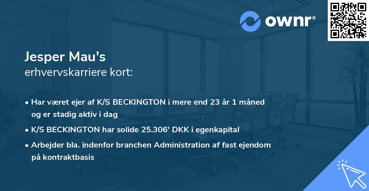 Jesper Mau's erhvervskarriere kort