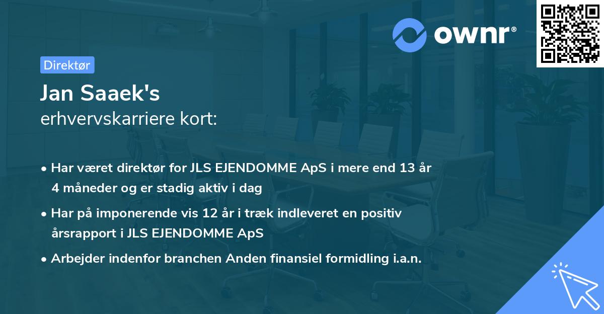 Jan Saaek's erhvervskarriere kort