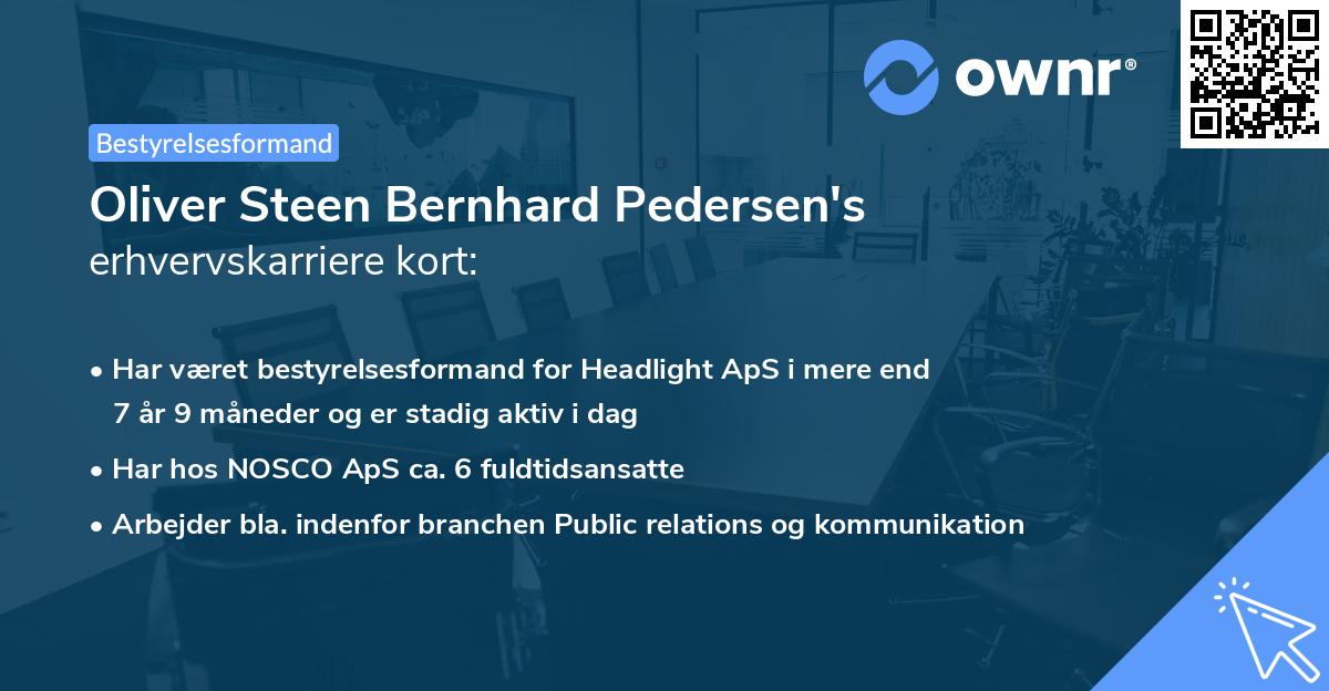 Oliver Steen Bernhard Pedersen's erhvervskarriere kort