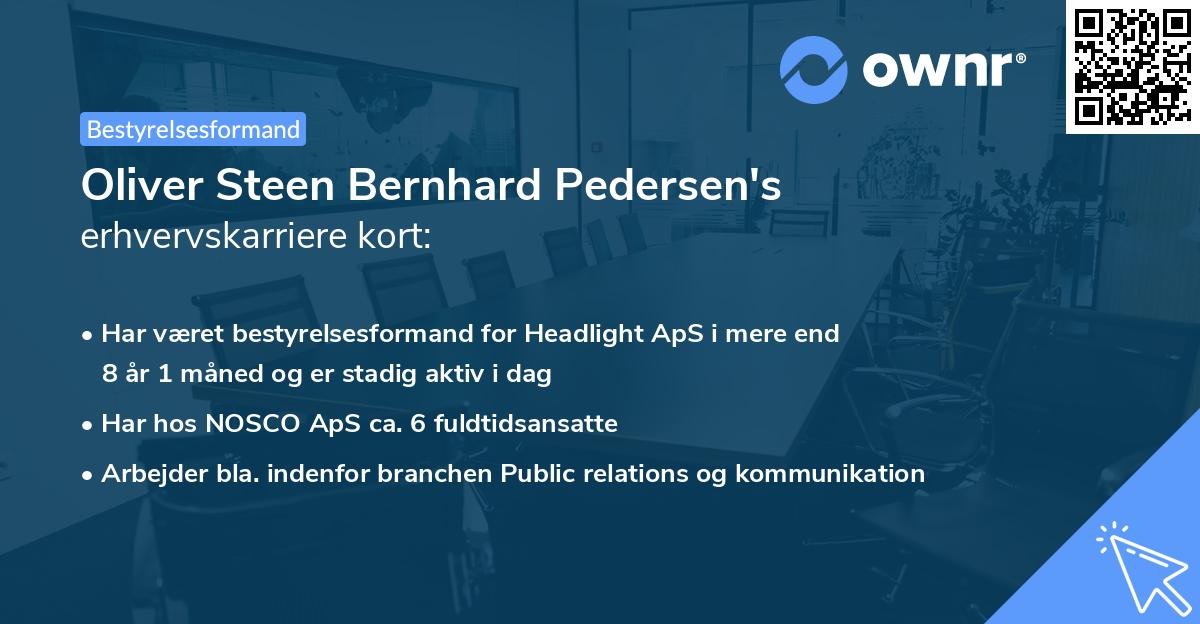 Oliver Steen Bernhard Pedersen's erhvervskarriere kort