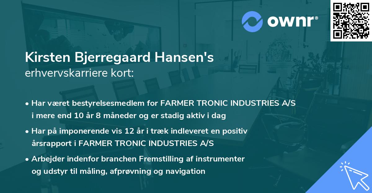 Kirsten Bjerregaard Hansen's erhvervskarriere kort