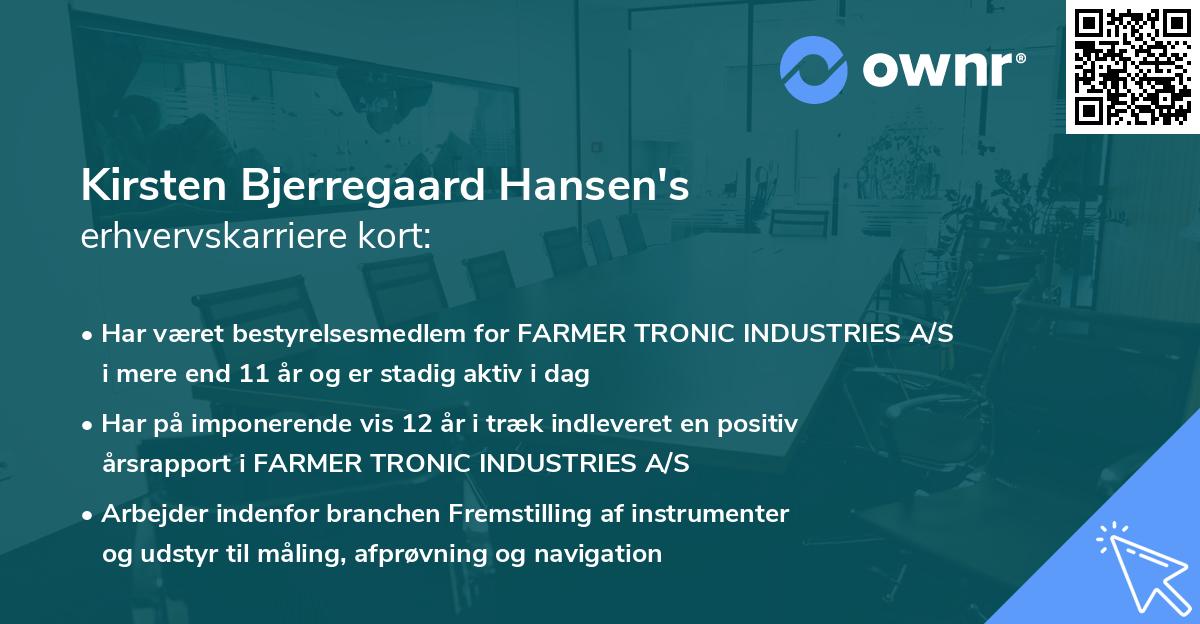 Kirsten Bjerregaard Hansen's erhvervskarriere kort