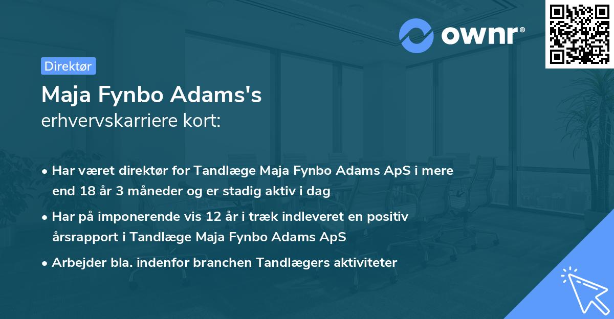 Maja Fynbo Adams's erhvervskarriere kort