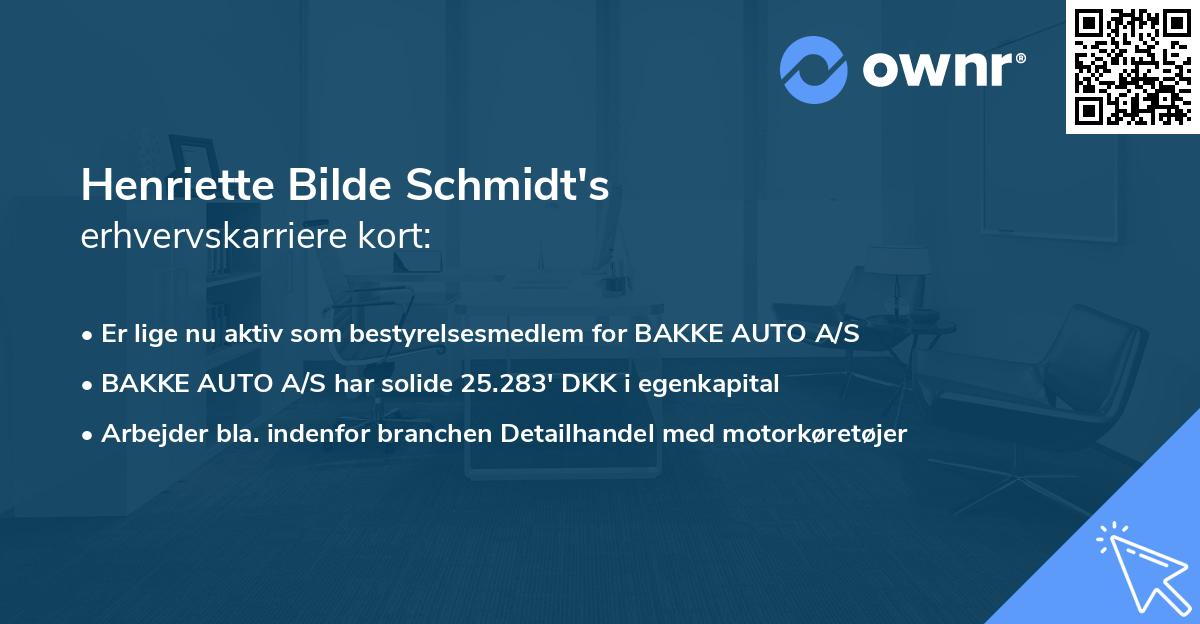 Henriette Bilde Schmidt's erhvervskarriere kort