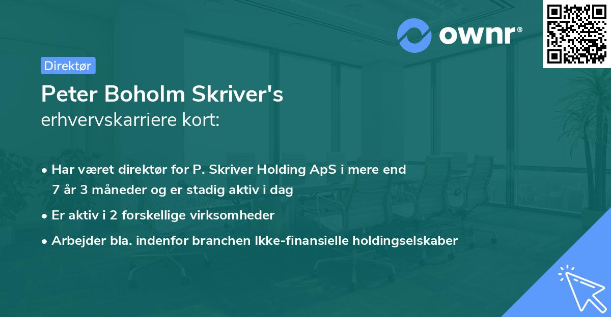 Peter Boholm Skriver's erhvervskarriere kort