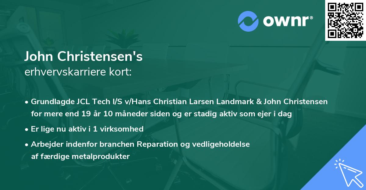 John Christensen's erhvervskarriere kort