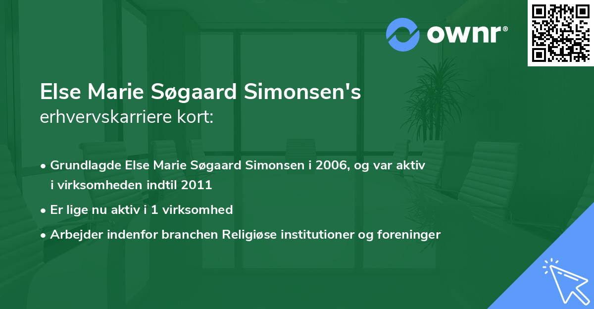 Else Marie Søgaard Simonsen's erhvervskarriere kort