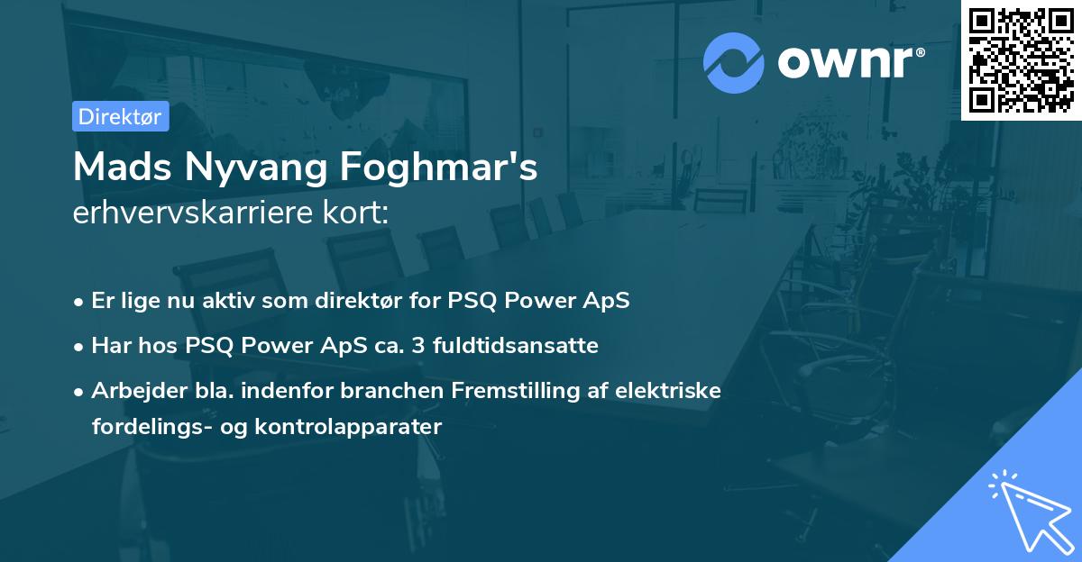 Mads Nyvang Foghmar's erhvervskarriere kort